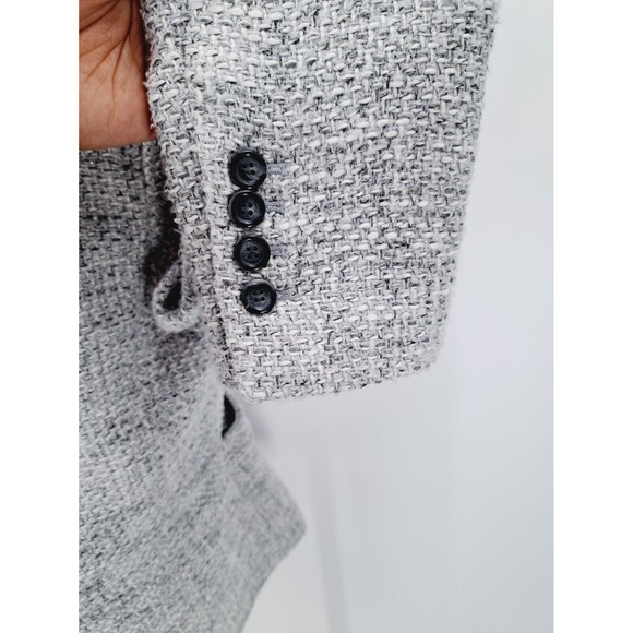 Talbot's Cotton Blend Tweed Coat Women's 10 Grey Metallic White Tweed Mid Length - Picture 7 of 9